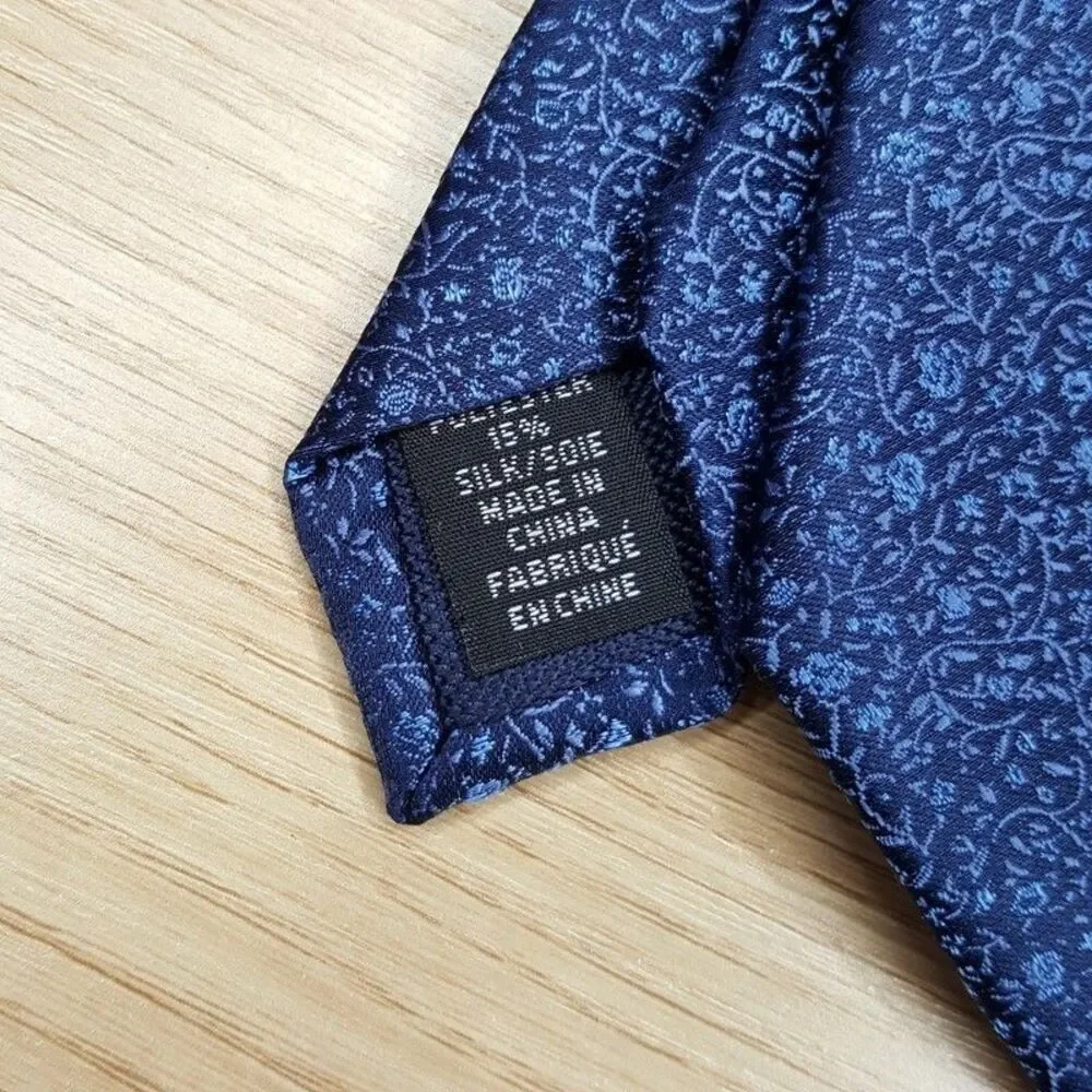 MICHAEL KORS Mens Neck Tie Blue Floral Silk Blend Pointed Classic